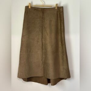 DKNY High Low brown/olive green skirt in suede size 4 VINTAGE